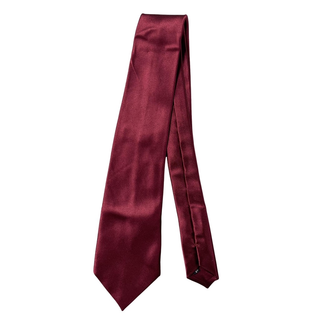 Barneys New York Tie Mens One Size Red‎ Solid Classic Satin Silk Pointed Necktie
